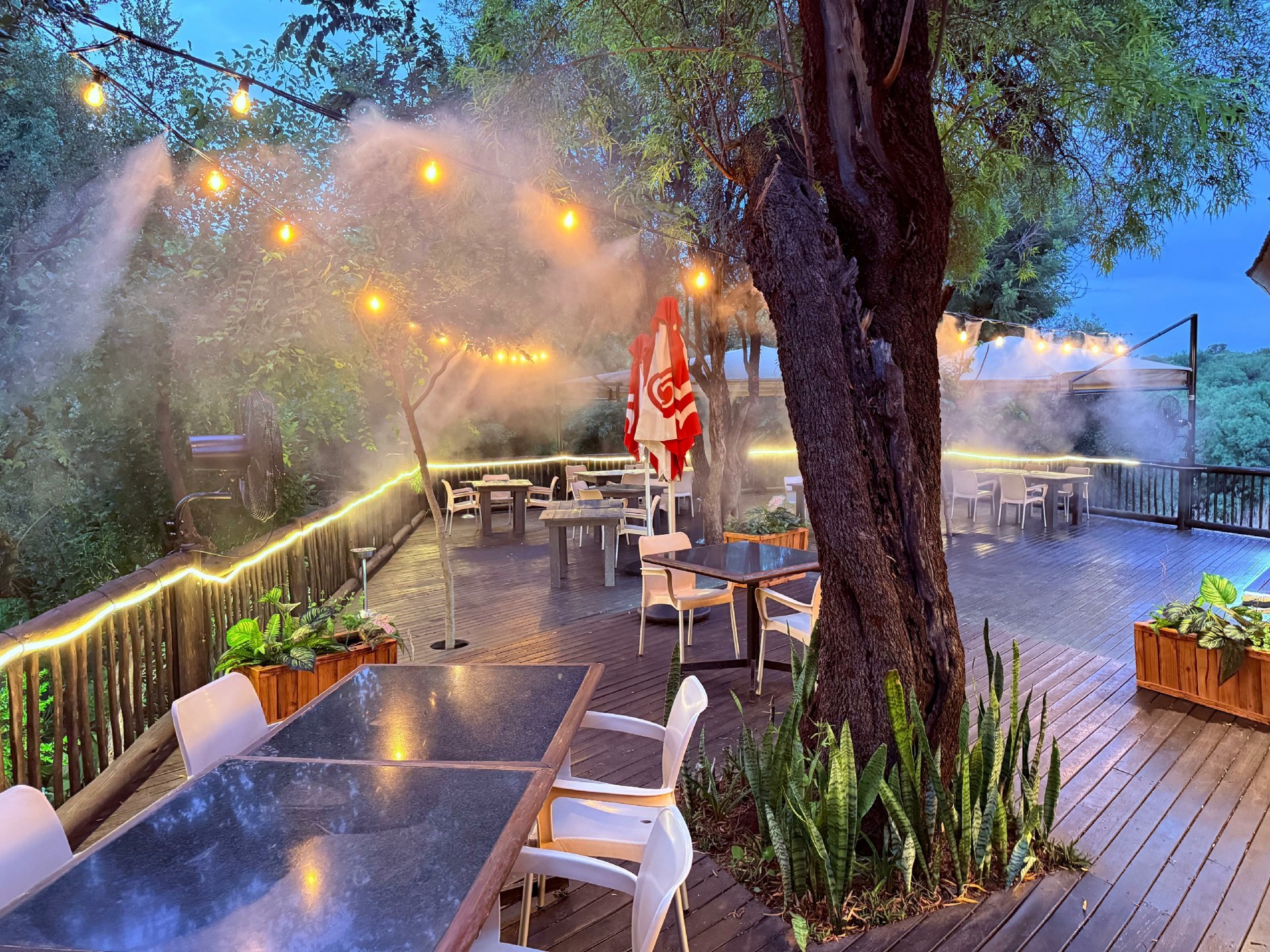 CozyMist commercial outdoor hospitality misting cooling installation